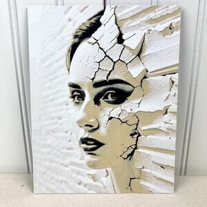 Woman in the Wall, Cracked Face Wall Art, Surreal Portrait Wall Decor